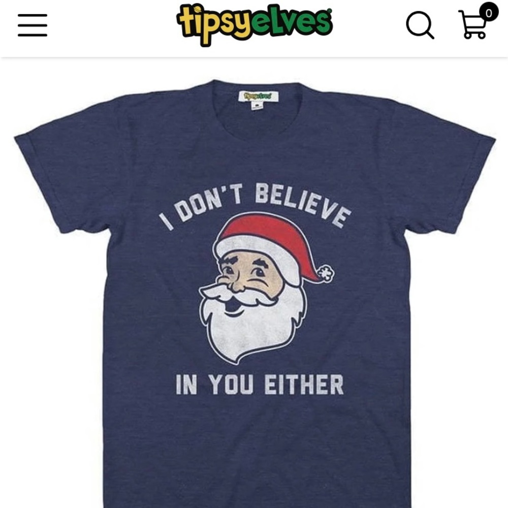 New! Tipsy Elves Funny Men/Women Santa I Don’t Believe in You Either” SOFT tee!